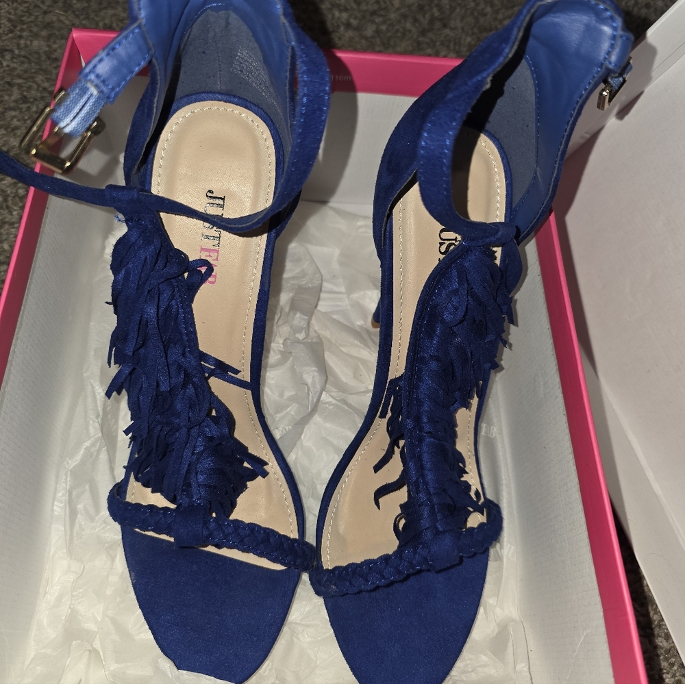 JustFab Royal Blue Fringe Heels